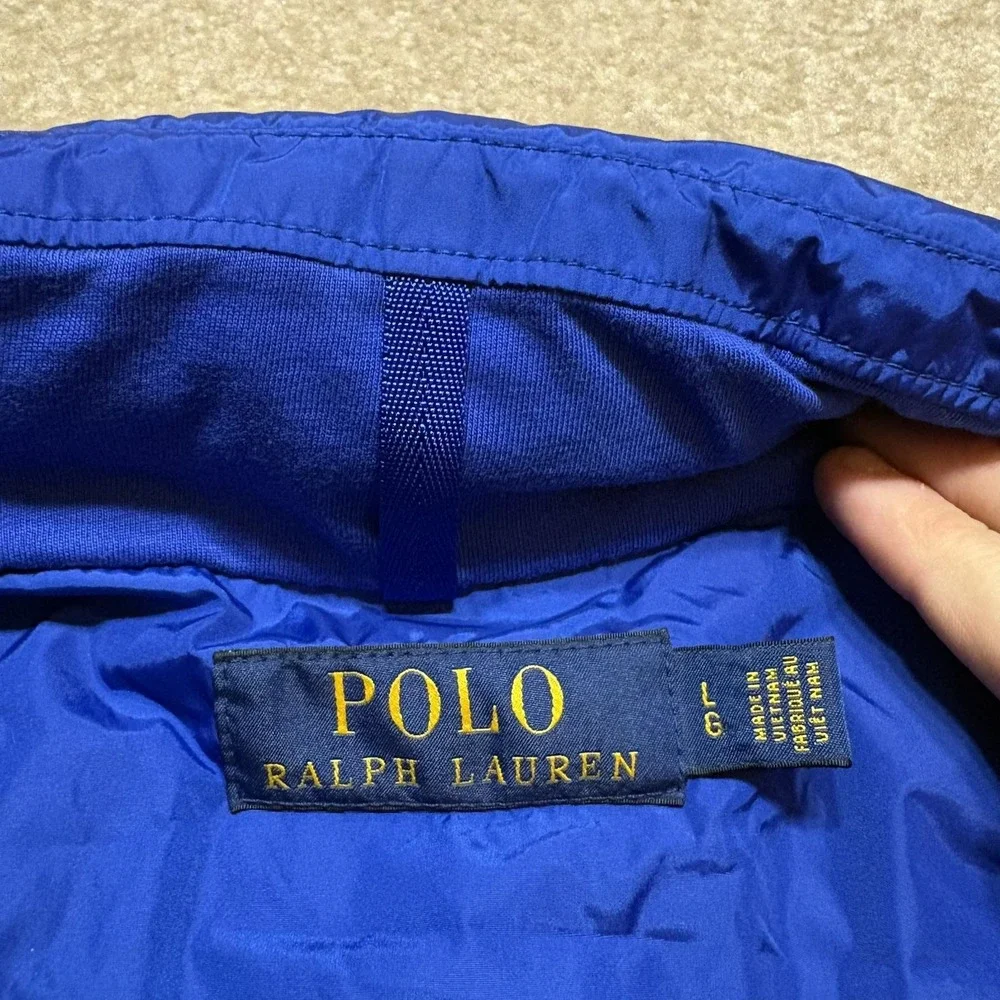 Polo Ralph Lauren Jacket Mens Large Blue Windbreaker Zip‎ Pockets Lightweight